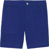 Boy Embroidered Bermuda Twill Shorts, Prussian Blue - Shorts - 1 - thumbnail