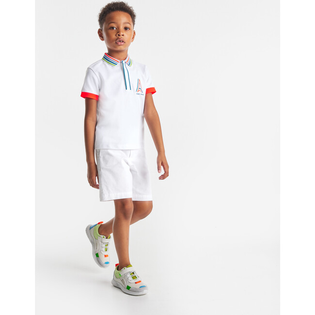 Boy Cotton Pique Polo Shirt, White - Polo Shirts - 5