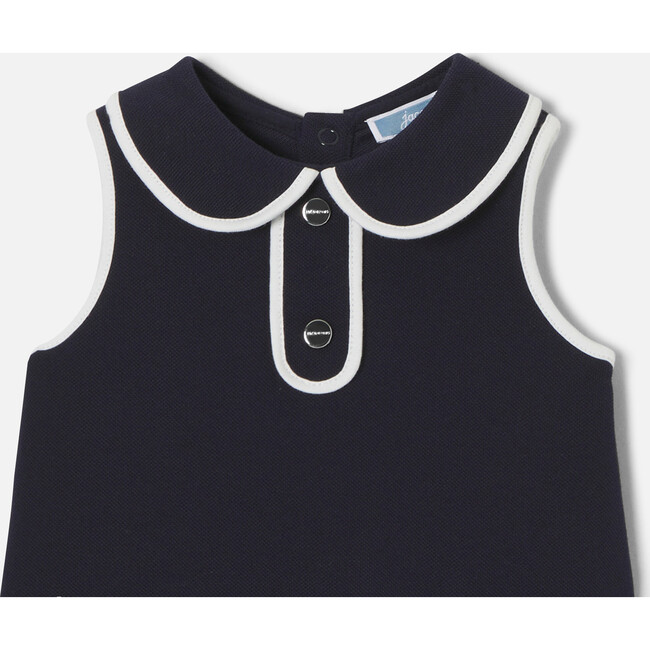 Baby Girl Sleeveless Dress, Navy - Dresses - 3