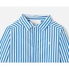 Boy Embroidered Striped Poplin Shirt, White & Blue - Shirts - 3