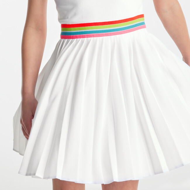 Girl Pleated Dress, White - Dresses - 8