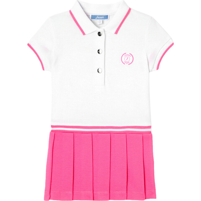Baby Girl Polo Dress, White & Pink