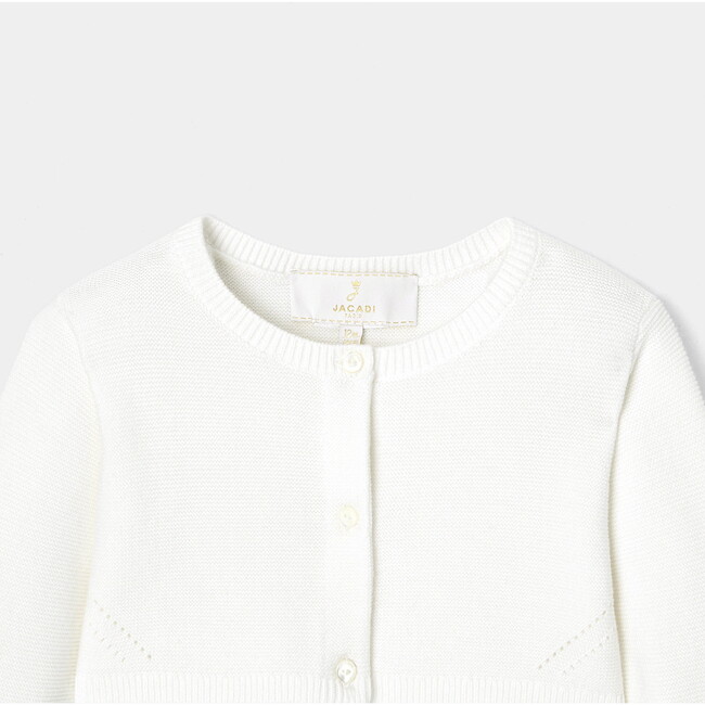 Baby Girl Raglan Sleeve Cardigan, White - Cardigans - 3