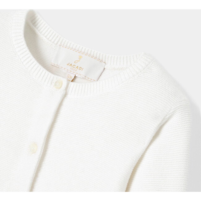 Baby Girl Raglan Sleeve Cardigan, White - Cardigans - 4