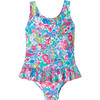 Baby Girl Liberty Fabric Swimsuit, Multicolours - One Pieces - 1 - thumbnail