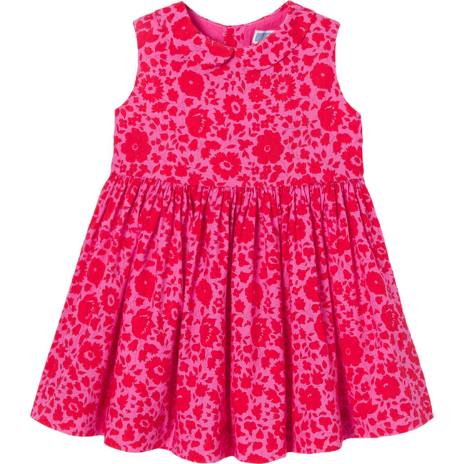 Baby Girl Liberty Fabric Gathered Waist Dress, Pink & Red