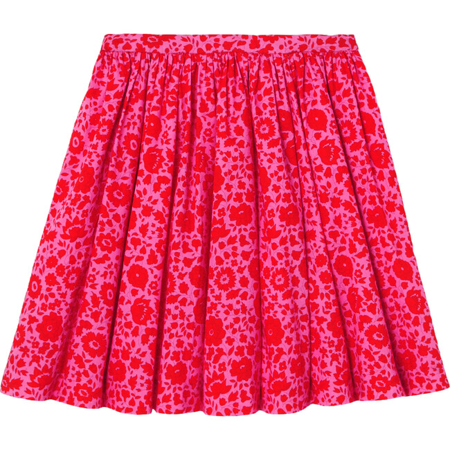 Girl Liberty Fabric Gathered Waist Skirt, Pink & Red