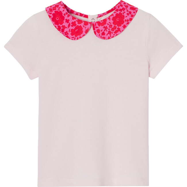 Girl Liberty Fabric Collar T-Shirt, Pale Pink