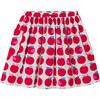Girl Apple Print Skirt, White & Multicolours - Skirts - 1 - thumbnail