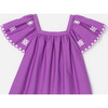 Girl Embroidered Ruffle Sleeve Blouse, Purple - Blouses - 3