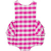 Baby Girl Gingham Romper, Pink & White - Rompers - 1 - thumbnail