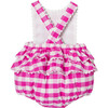 Baby Girl Gingham Romper, Pink & White - Rompers - 2