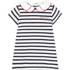Baby Girl Embroidered Sailor Dress, White & Navy - Dresses - 1 - thumbnail