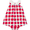 Baby Girl Apple Print Dress, White & Multicolours - Dresses - 1 - thumbnail