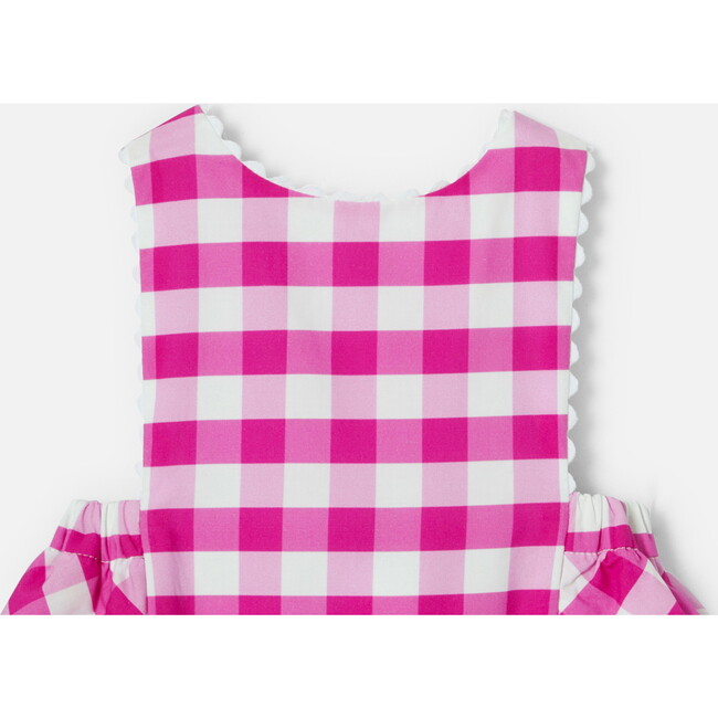 Baby Girl Gingham Romper, Pink & White - Rompers - 3