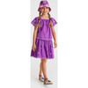 Girl Embroidered Ruffle Sleeve Blouse, Purple - Blouses - 6