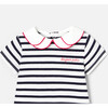 Baby Girl Embroidered Sailor Dress, White & Navy - Dresses - 3