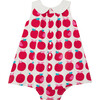 Baby Girl Apple Print Dress, White & Multicolours - Dresses - 2