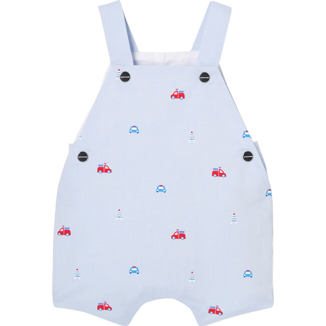 Baby Boy Short Overalls, Blue & Multicolours