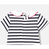 Baby Girl Embroidered Sailor Dress, White & Navy - Dresses - 4