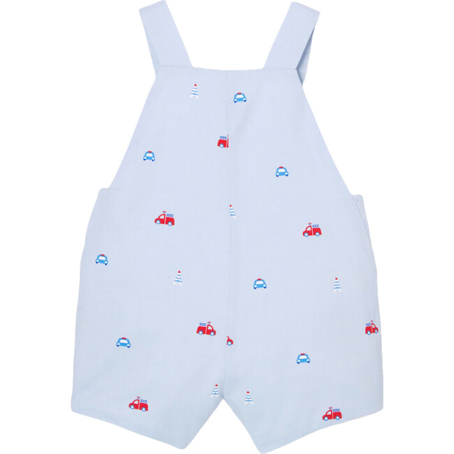 Baby Boy Short Overalls, Blue & Multicolours - Overalls - 2