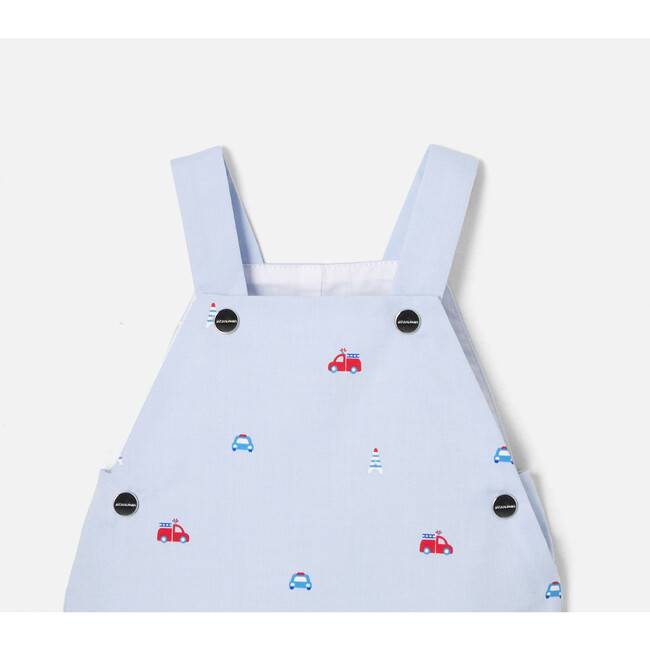 Baby Boy Short Overalls, Blue & Multicolours - Overalls - 3