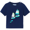 Baby Boy Print Round Neck T-Shirt, Saphire - T-Shirts - 1 - thumbnail