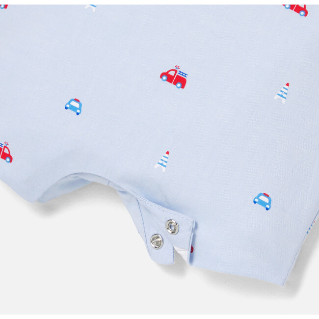 Baby Boy Short Overalls, Blue & Multicolours - Overalls - 5