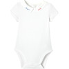 Baby Boy Embroidered Short Sleeve Bodysuit, White - Onesies - 1 - thumbnail