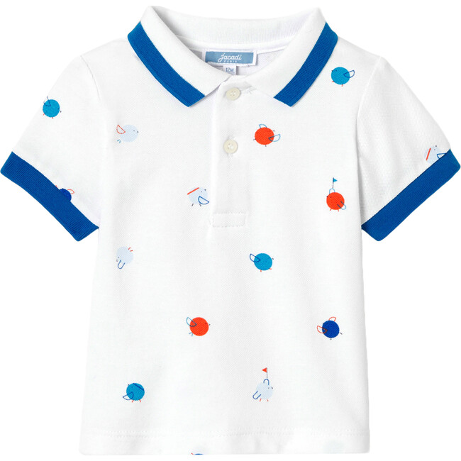 Baby Boy Cotton Pique Polo Shirt, White