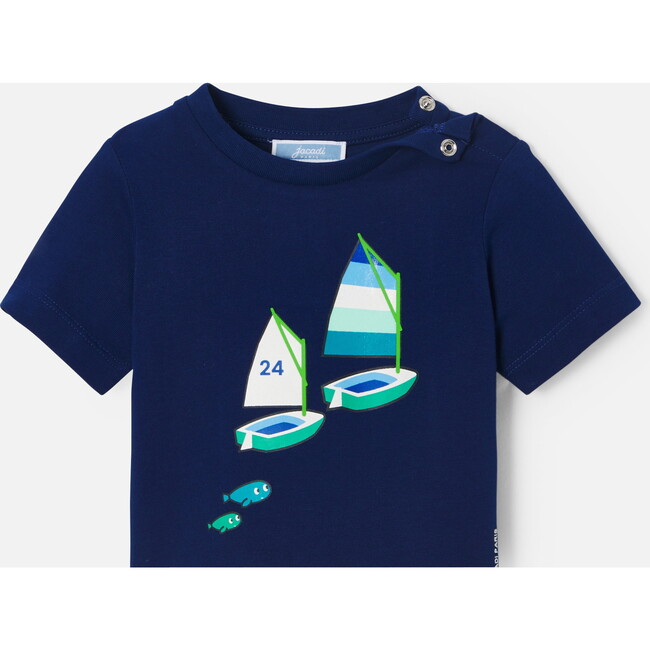 Baby Boy Print Round Neck T-Shirt, Saphire - T-Shirts - 3