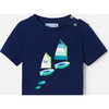 Baby Boy Print Round Neck T-Shirt, Saphire - T-Shirts - 3