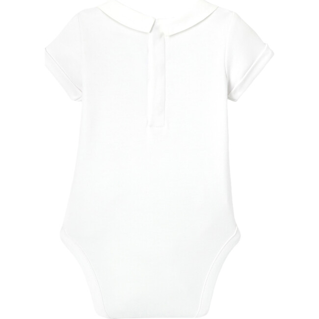 Baby Boy Embroidered Short Sleeve Bodysuit, White - Onesies - 2