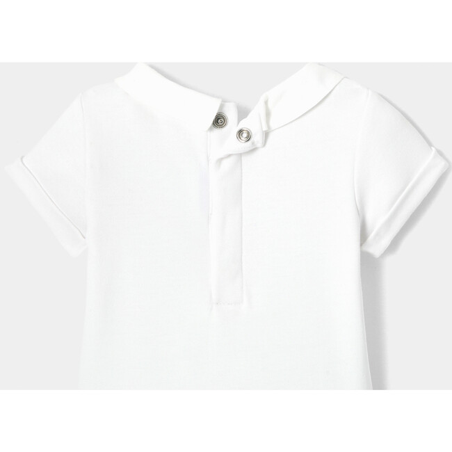 Baby Boy Embroidered Short Sleeve Bodysuit, White - Onesies - 4