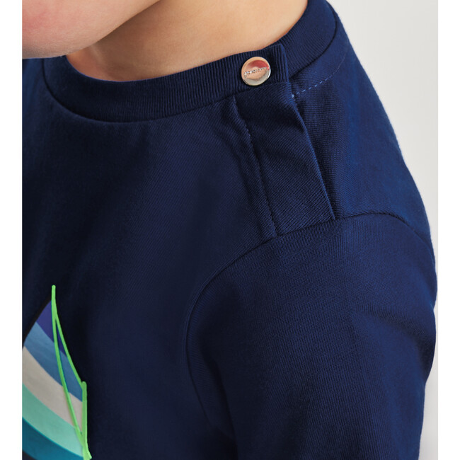 Baby Boy Print Round Neck T-Shirt, Saphire - T-Shirts - 7