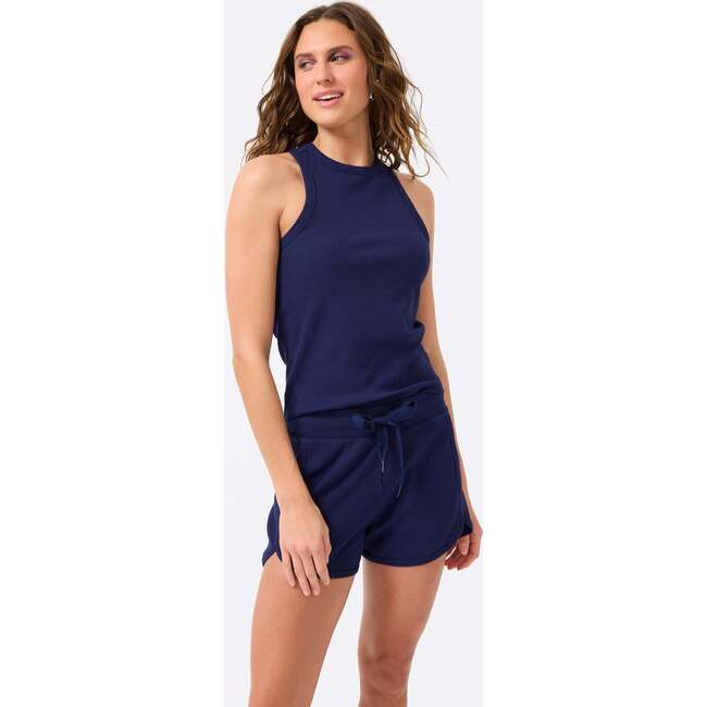 Womens Rib Track Short, Navy - Tank Tops - 3