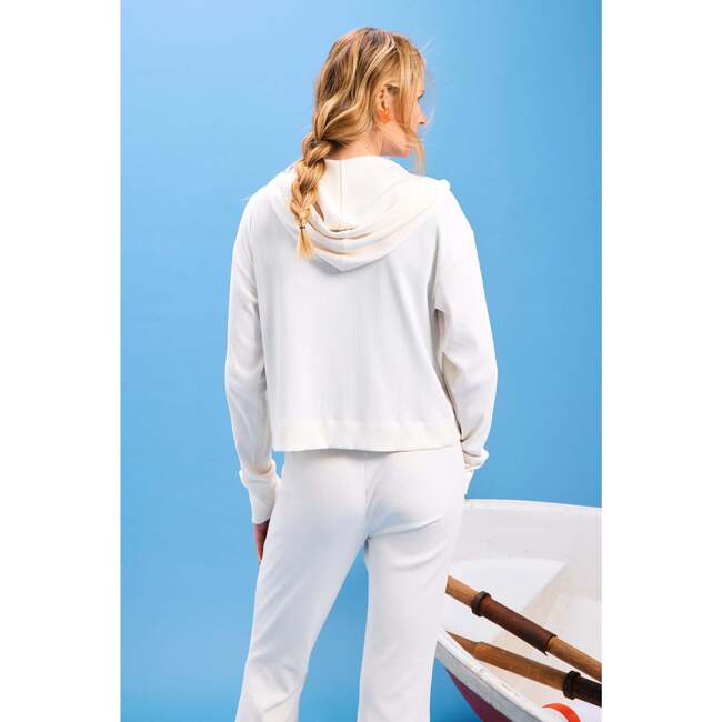 Womens Rib Crop Hoodie, Sugar Swizzle - Sweatshirts - 3