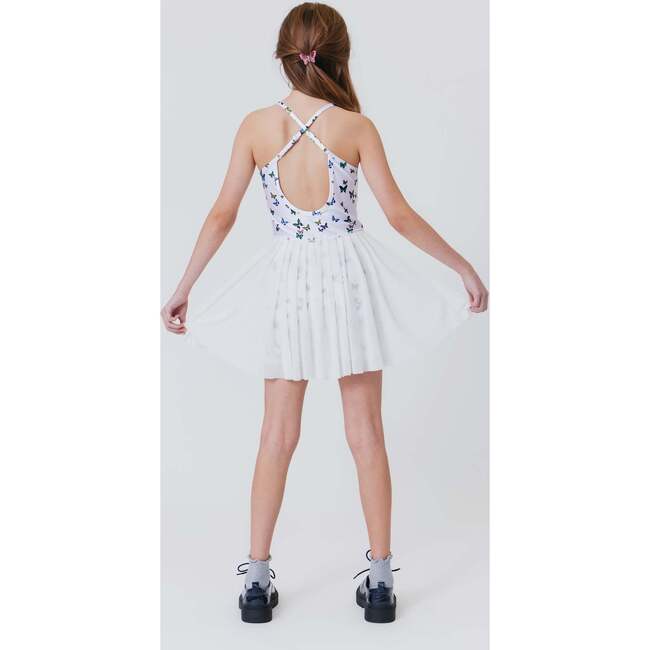 Girls Tennis Dress, Butterflies on White - Dresses - 4