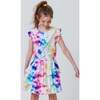 Girls Ruffle Crop Top, Rainbow Ice Dye - Shirts - 2