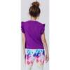 Girls Ruffle Crop Top, Grape Juice - T-Shirts - 4