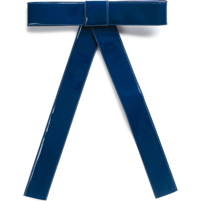 Taffy Patent Leather Bow Clip, Navy