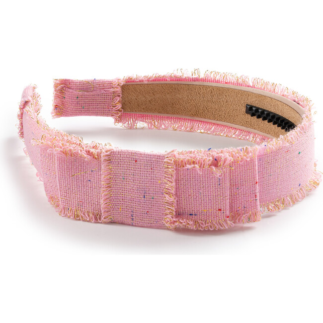 Sweetie Linen Fringe Headband, Hot Pink
