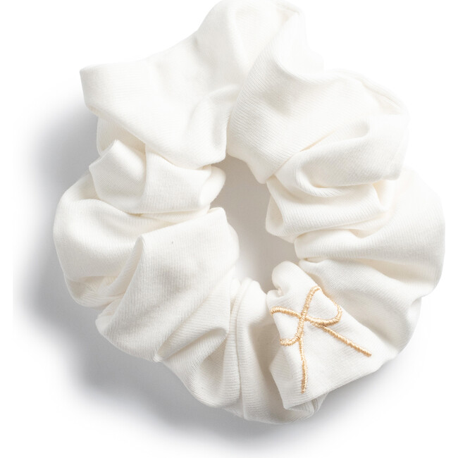 Marshmallow Signature Bow Logo Scrunchie, White