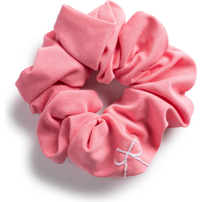 Marshmallow Signature Bow Logo Scrunchie, Flamingo Pink
