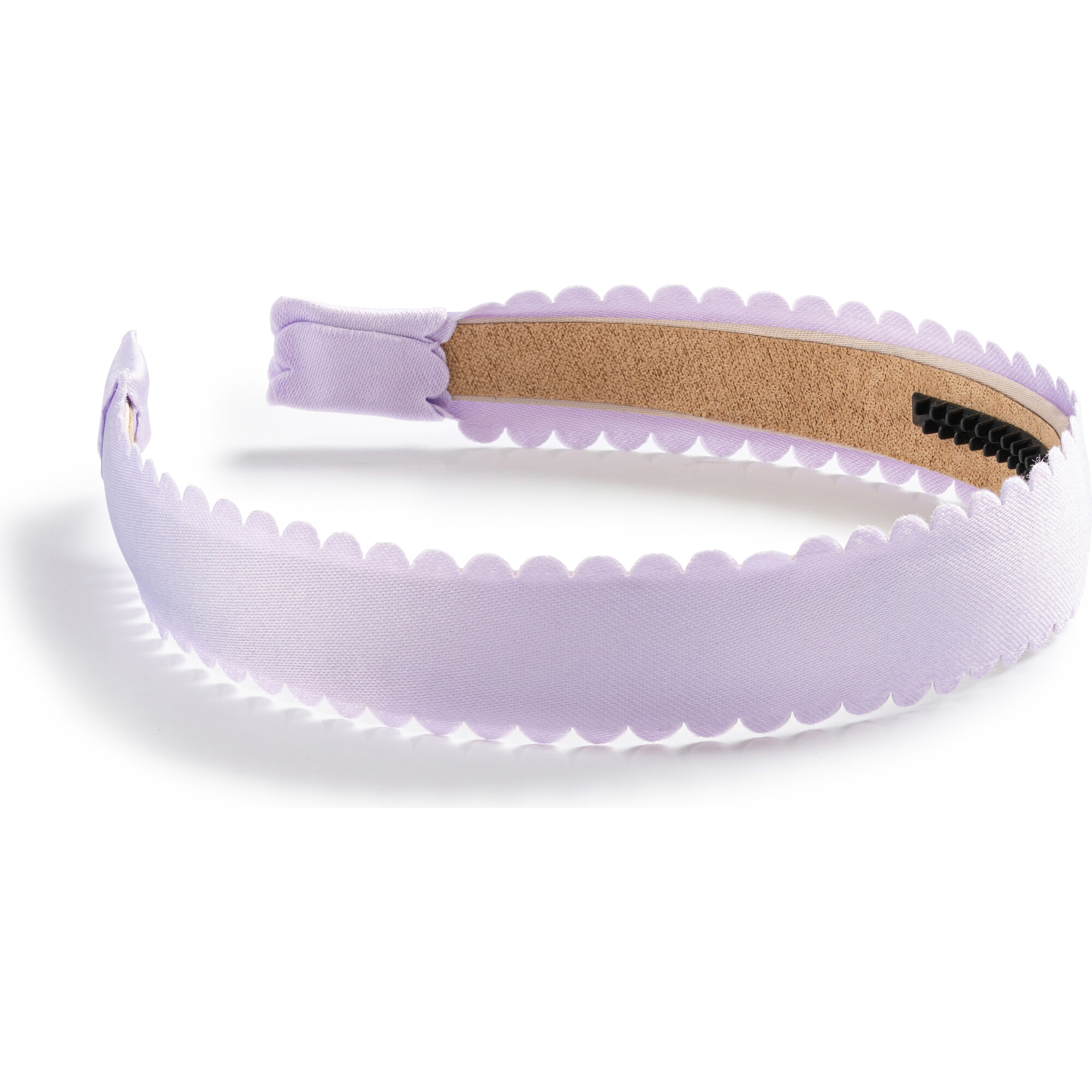 Gumdrop Scalloped Satin Headband, Lavender - Headbands - 1