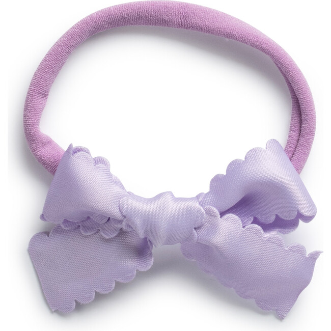 Gumdrop Scalloped Satin Baby Bow Headband, Lavender