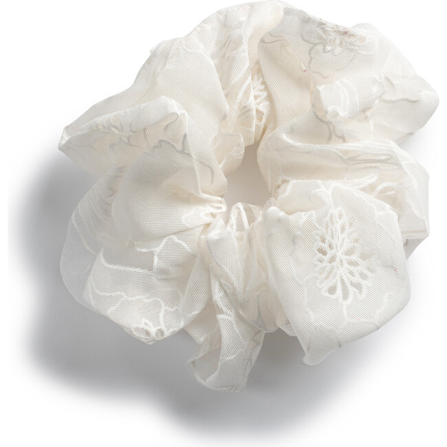 Cotton Candy Organza Printed Scrunchie, White