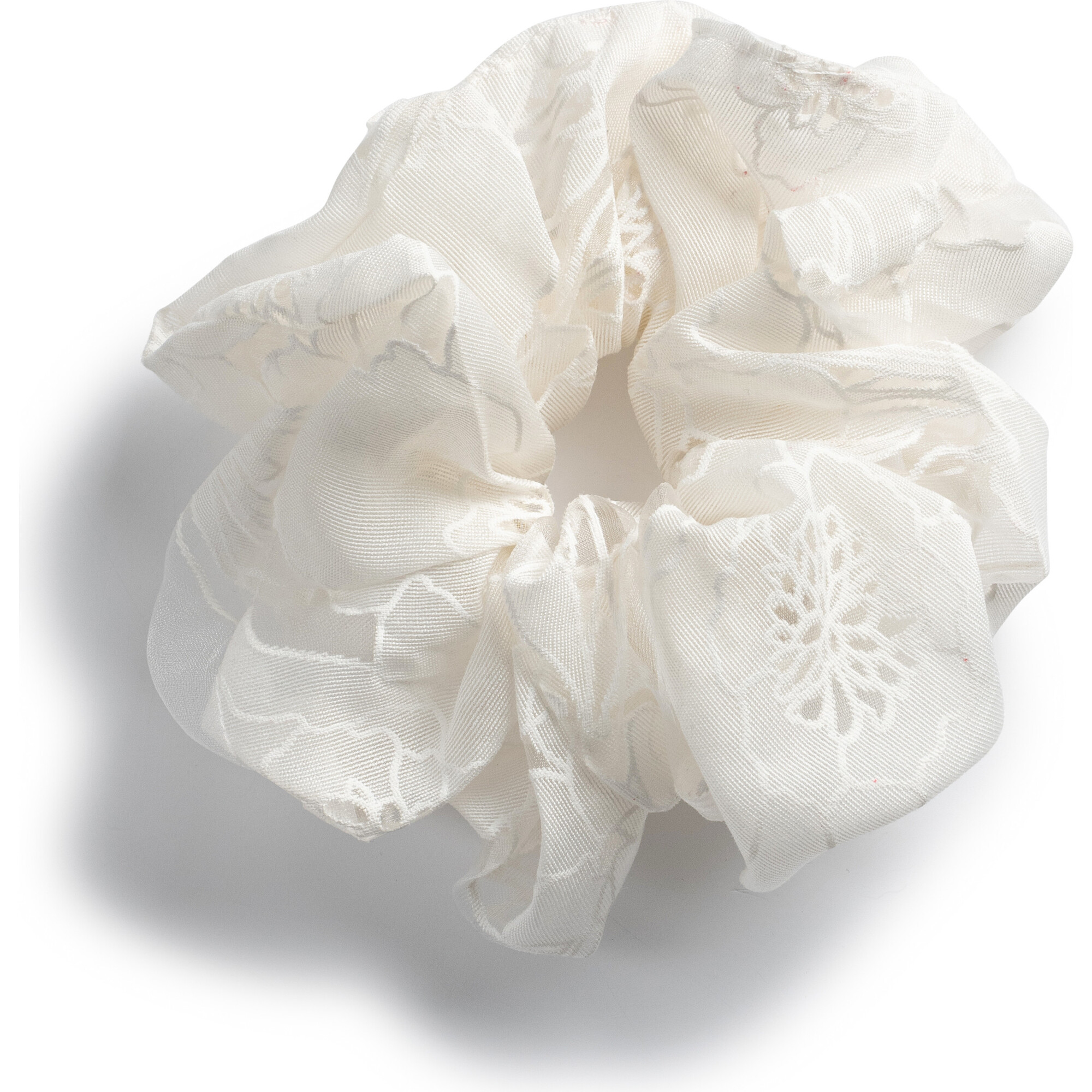 Cotton Candy Organza Printed Scrunchie, White - Scrunchies - 1