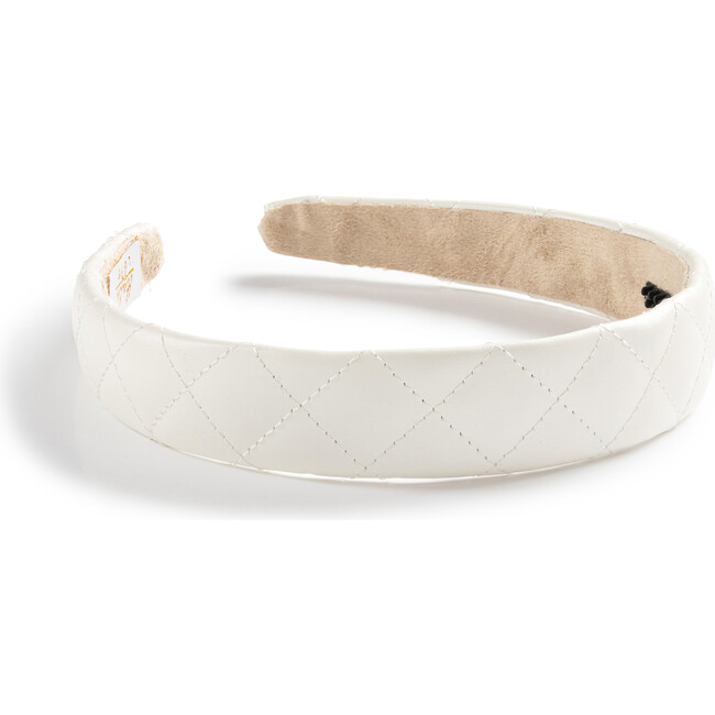 Ella Quilted Leather Headband, White