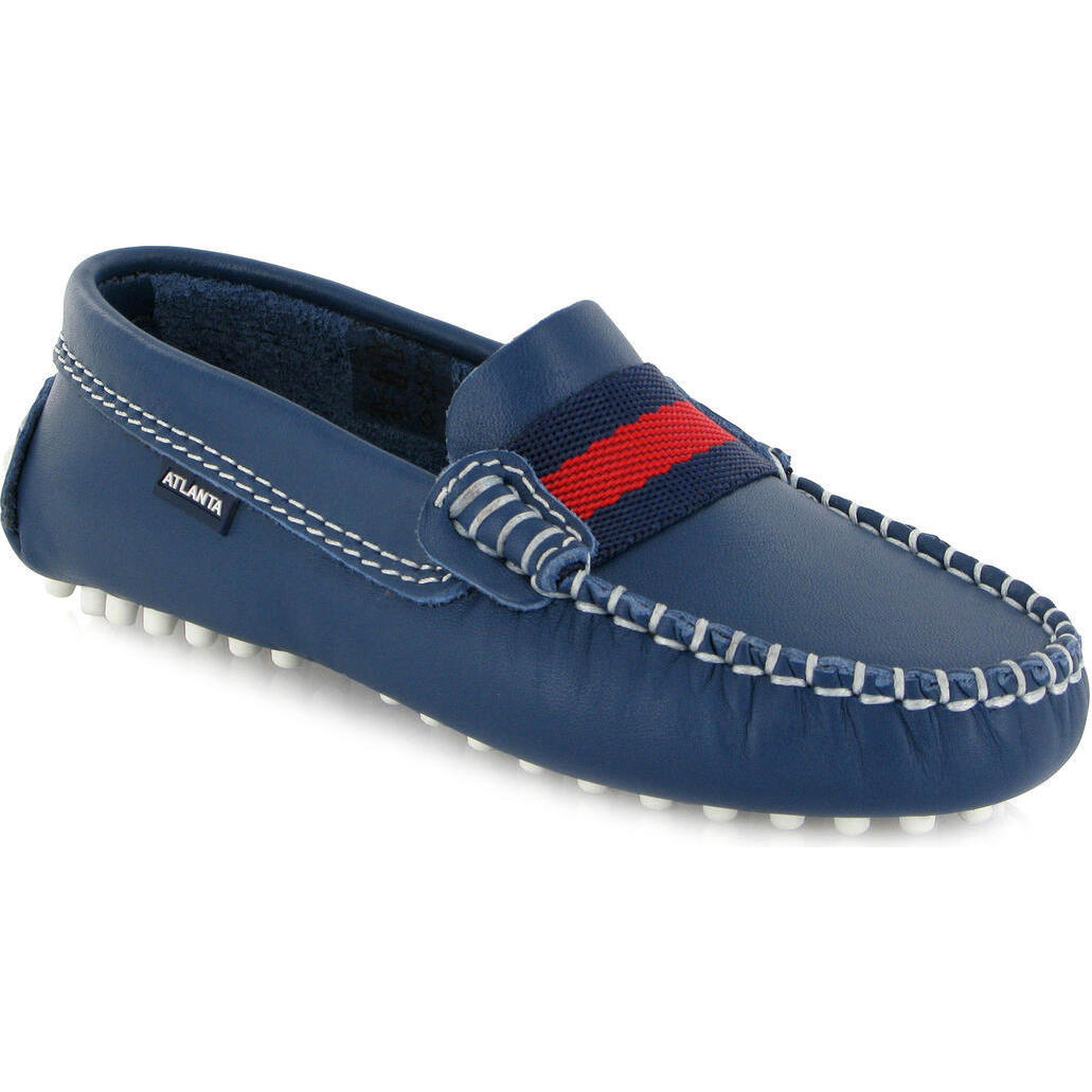 Strap Moccasins, Blue Ocean Smooth - Loafers - 1